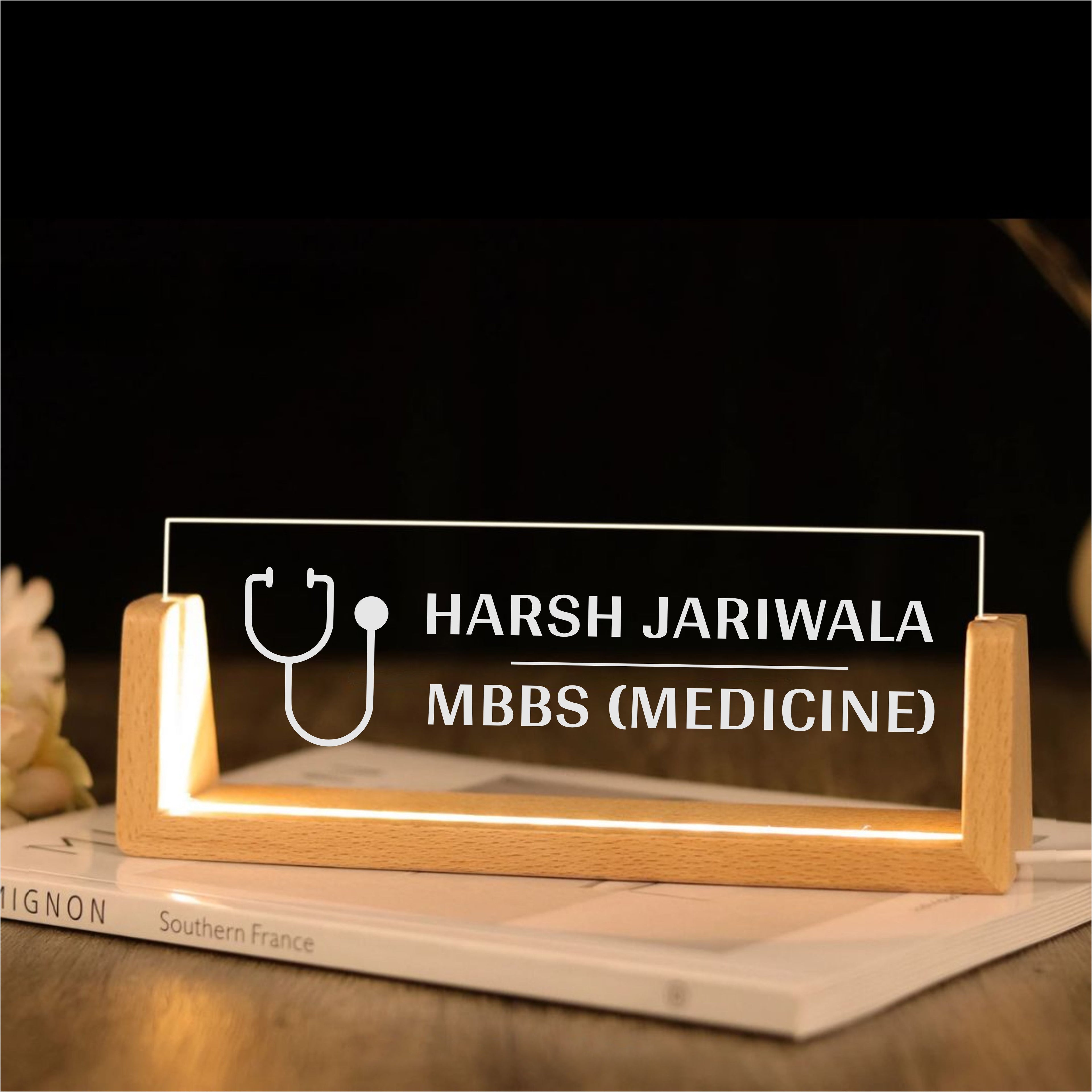 Desk Name Plate With LED Light - DOCTOR 1