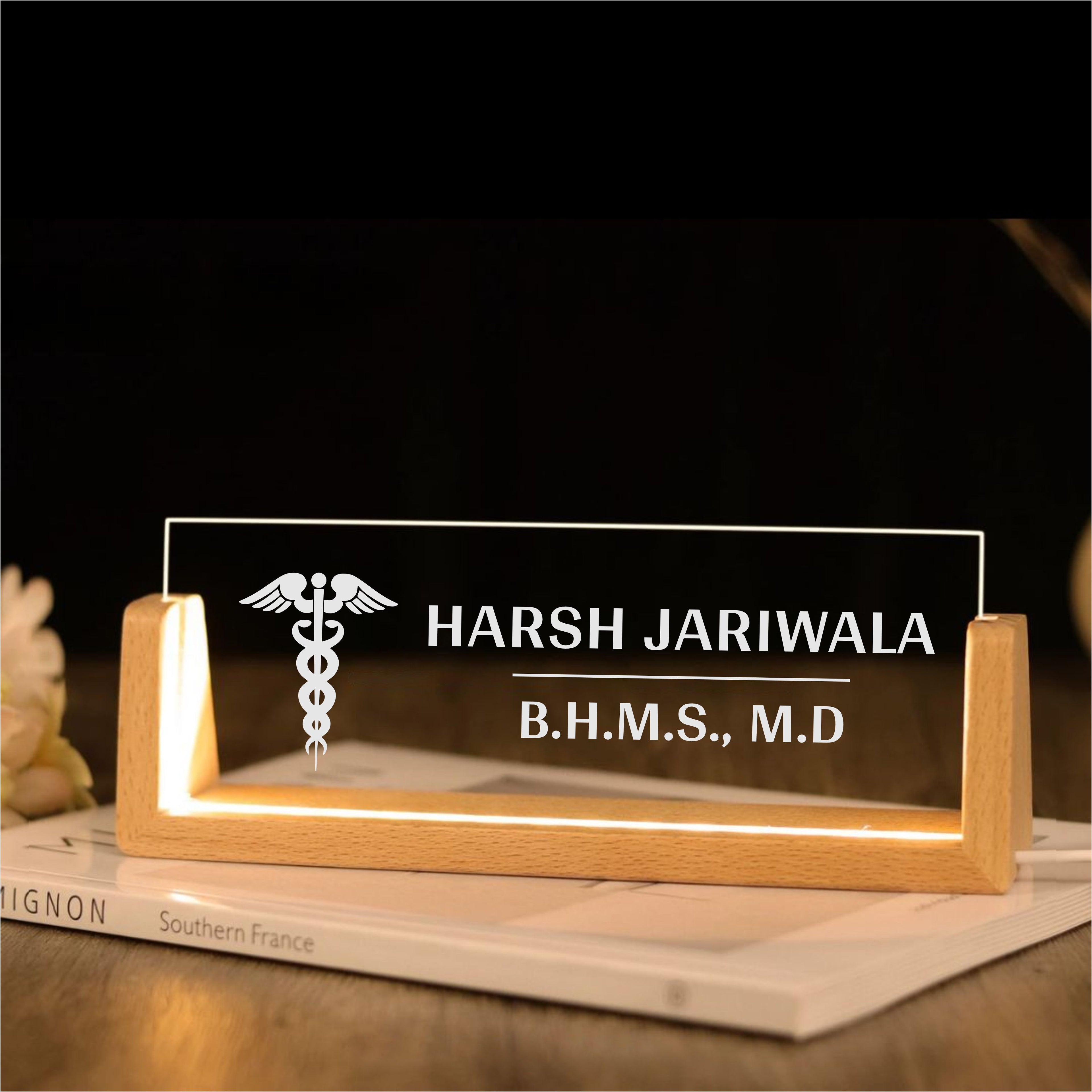 Desk Name Plate With LED Light - DOCTOR 2