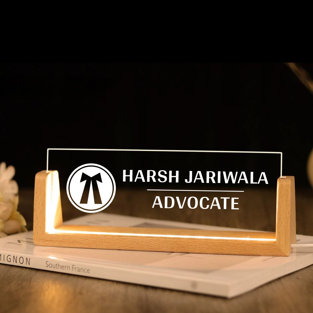 Desk Name Plate With LED Light - Advocates