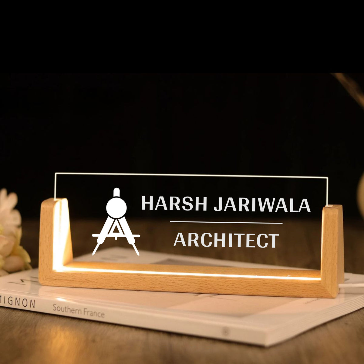 Desk Name Plate With LED Light - Architect