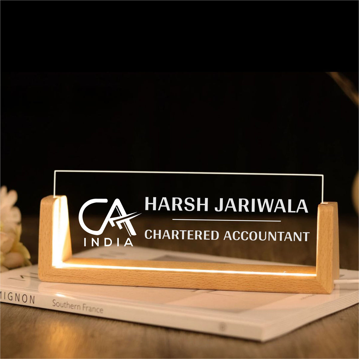 Desk Name Plate With LED Light - CA