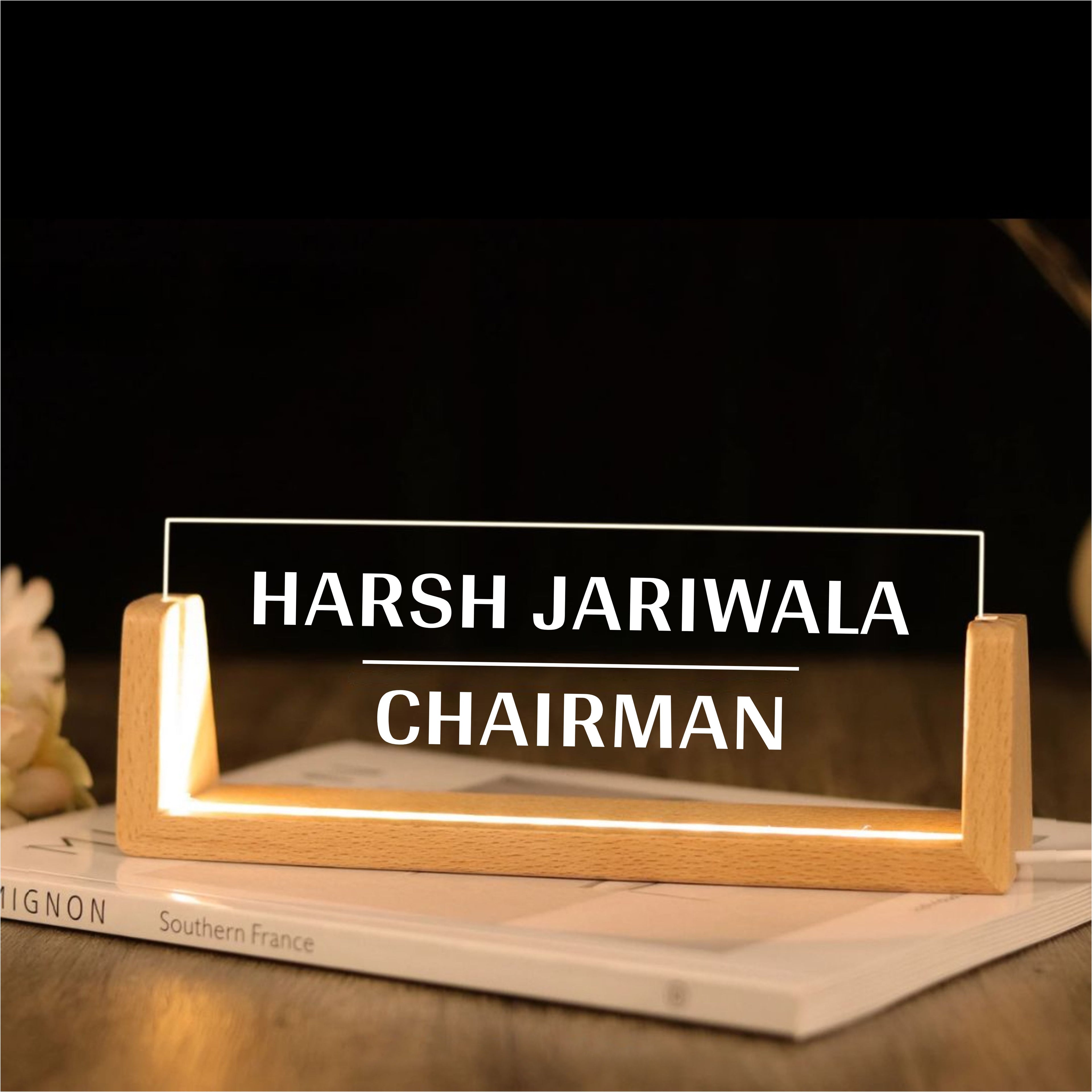Desk Name Plate With LED Light