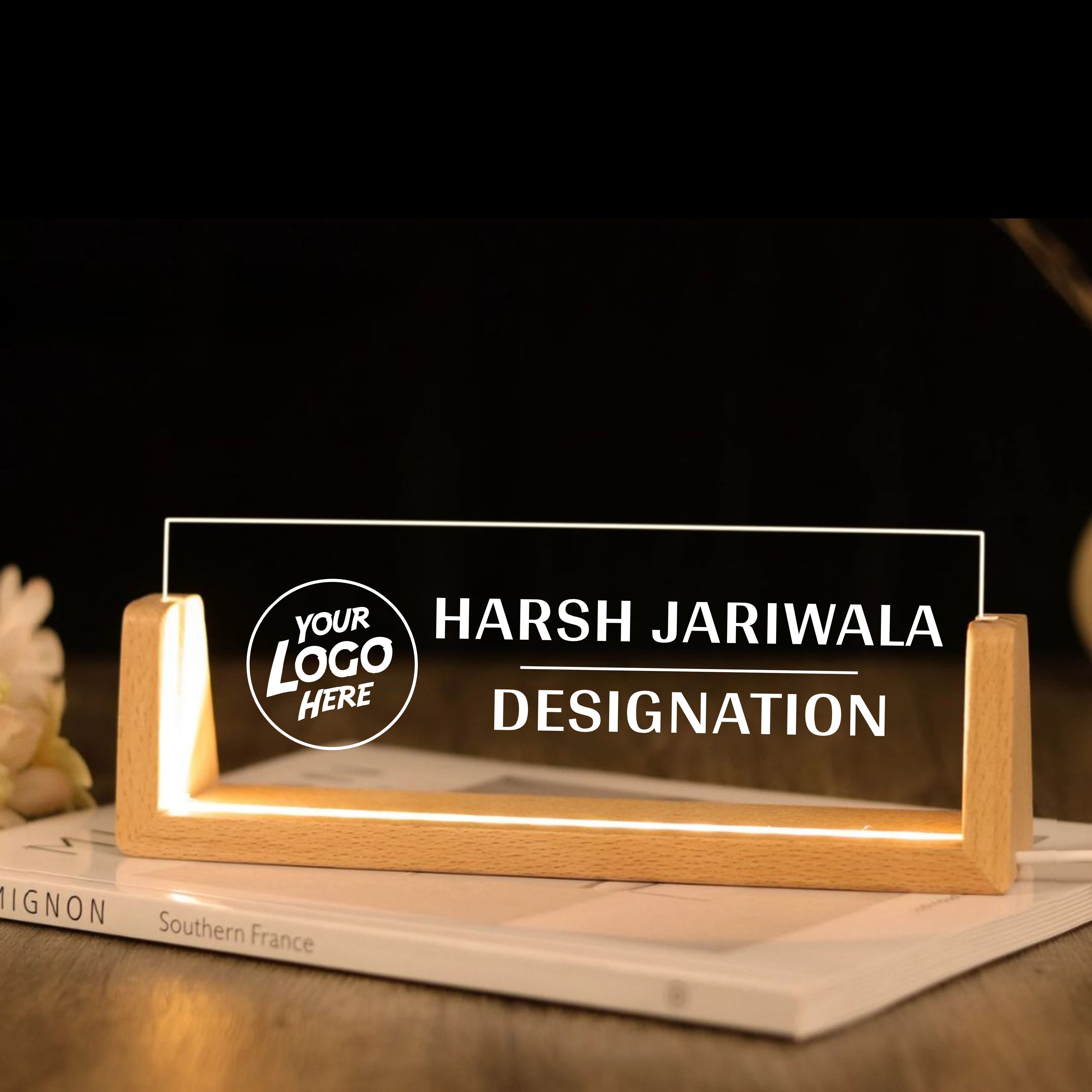 Desk Name Plate With LED Light - Your Logo