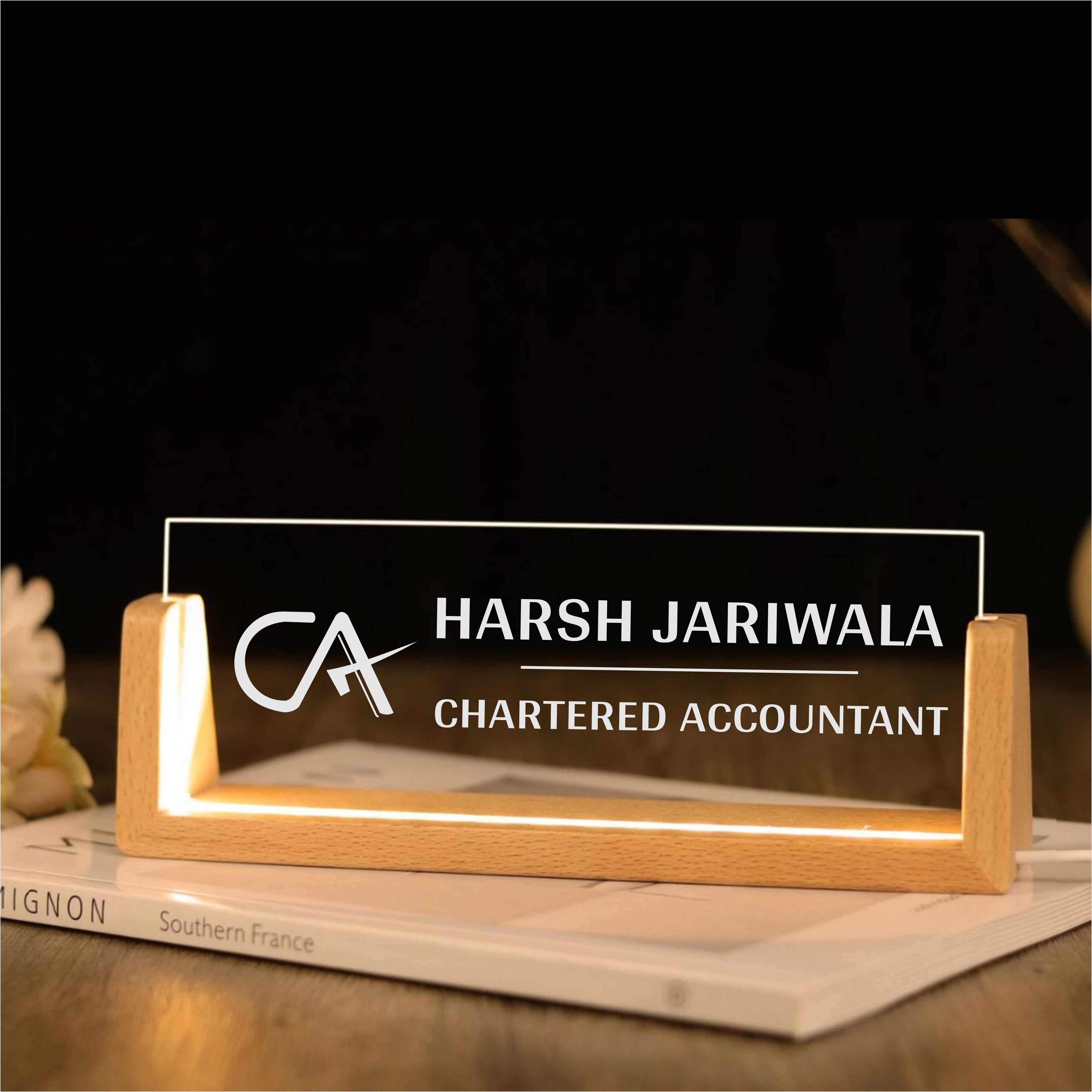 Desk Name Plate With LED Light - CA