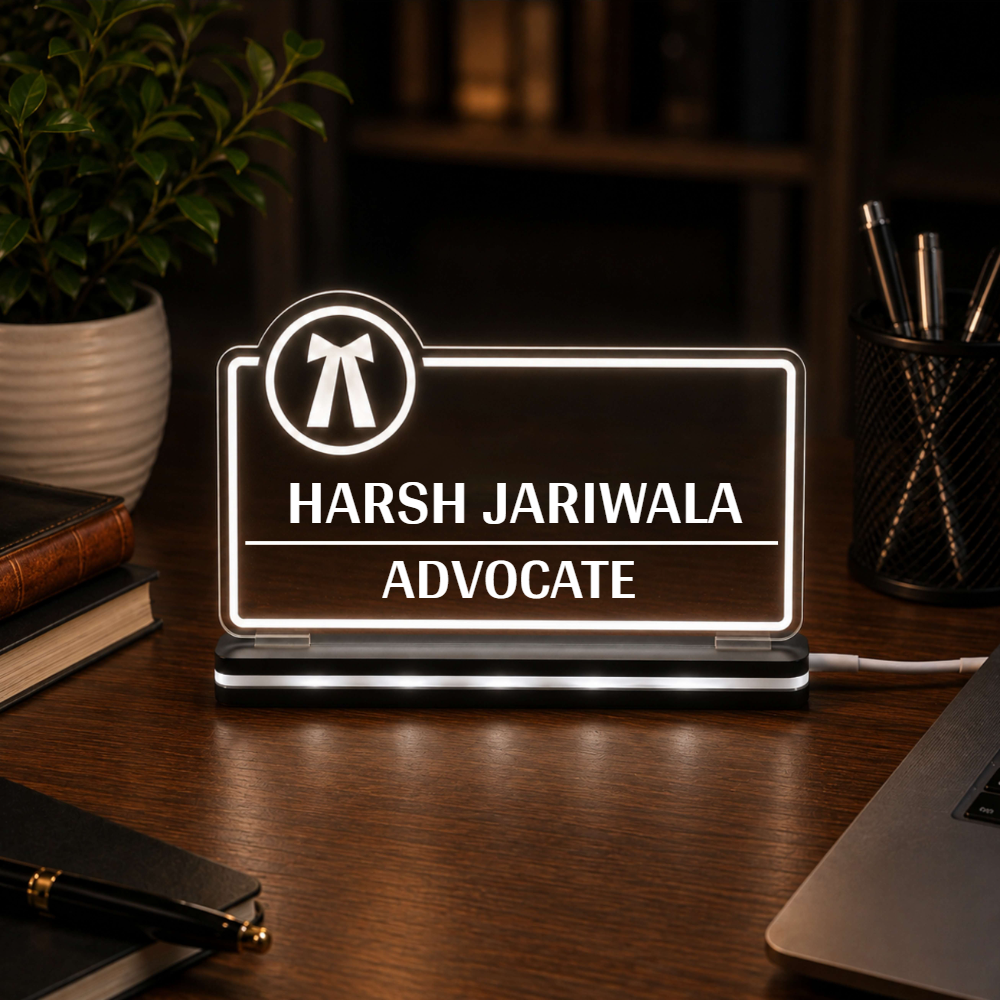Desk Name Plate With LED Light For Advocate